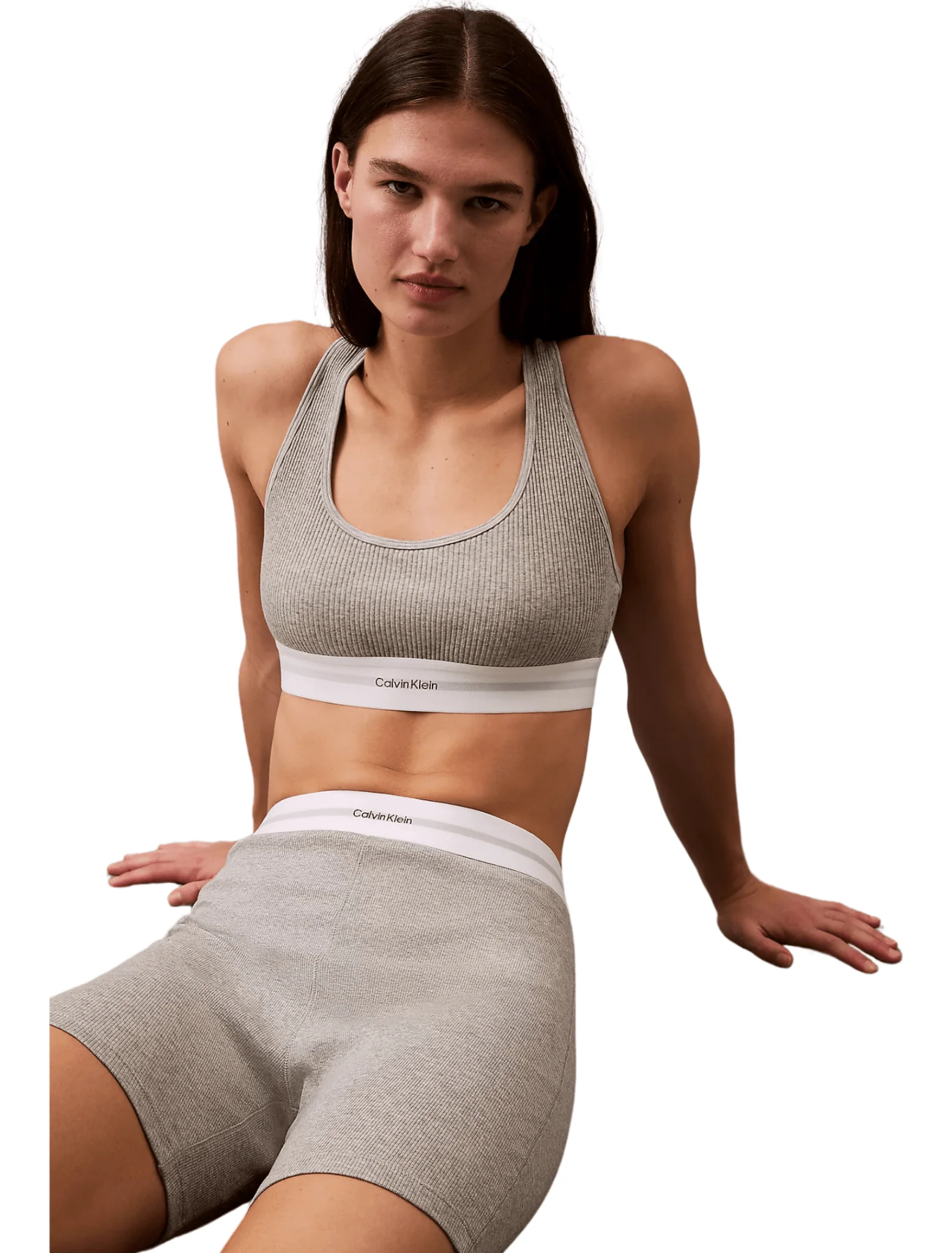 Modal Rib Lightly Lined Bralette, Grey Heather - Image 6