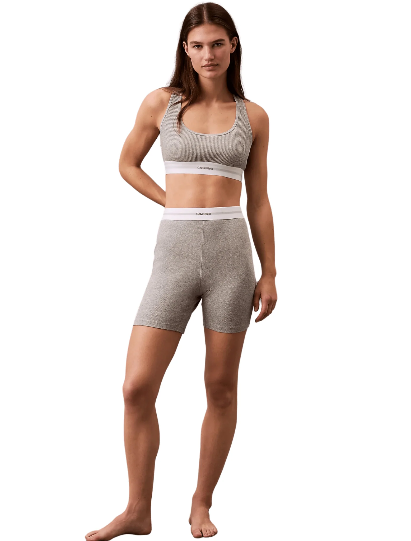 Modal Rib Lightly Lined Bralette, Grey Heather - Image 7