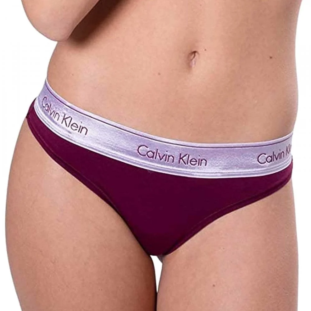 Modern Cotton Bikini Brief, Lush Burgundy/Silver - Image 2