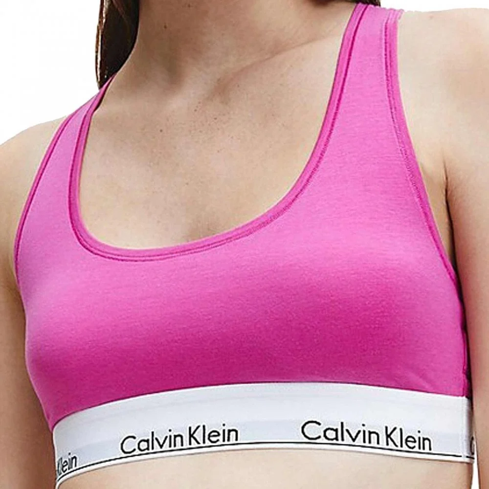 Modern Cotton Bralette, Bright Magenta - Image 2