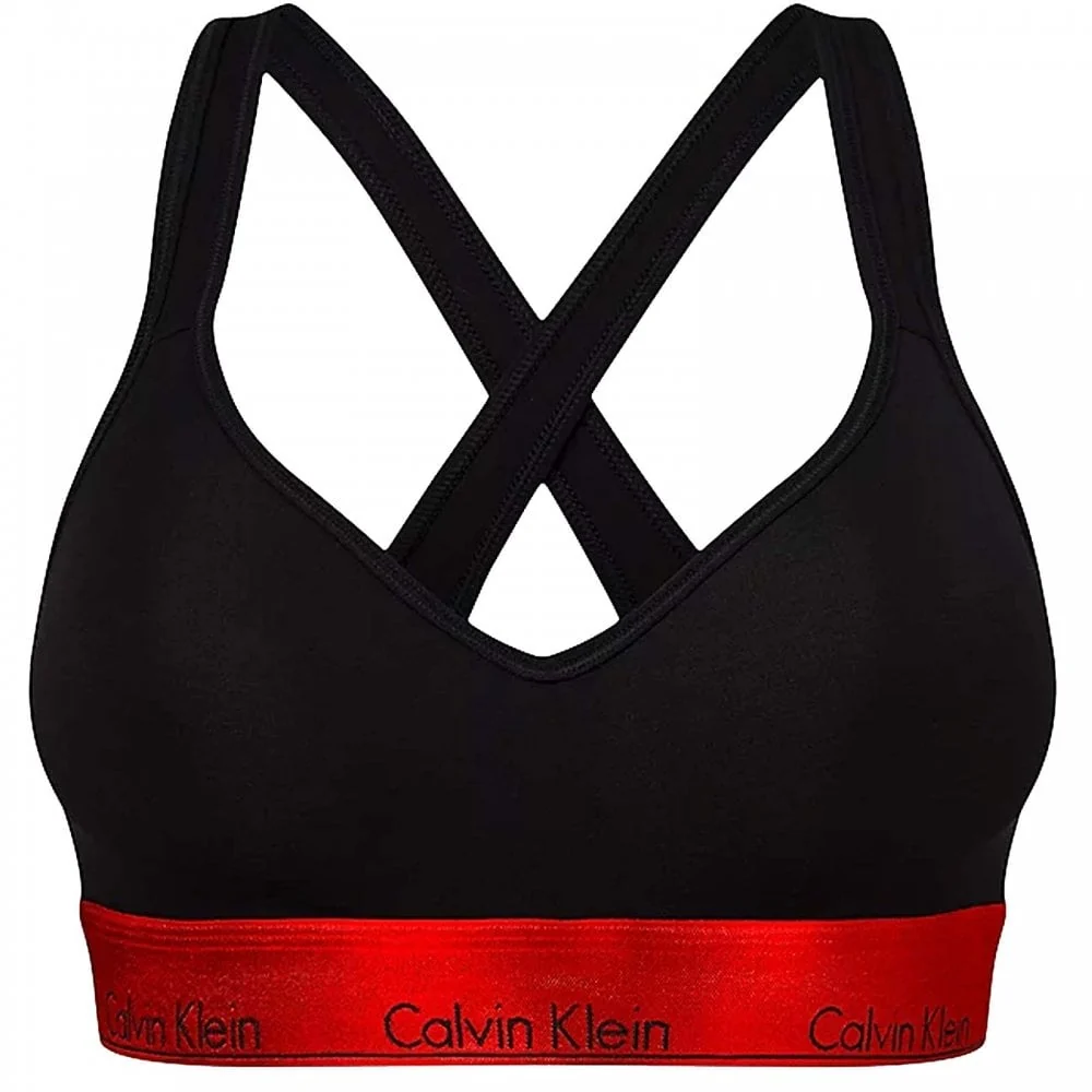 Modern Cotton Lift Bralette, Black/Red Gala