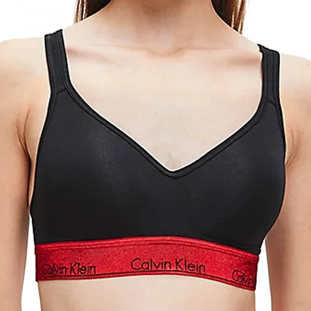 Modern Cotton Lift Bralette, Black/Red Gala - Image 2