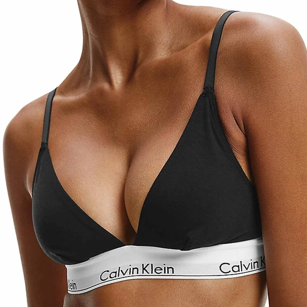 Modern Cotton Triangle Bra, Black - Image 2