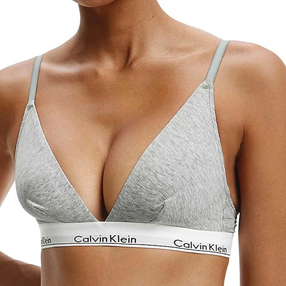 Modern Cotton Triangle Bra, Heather Grey - Image 2