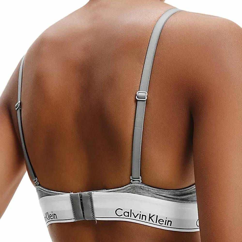 Modern Cotton Triangle Bra, Heather Grey - Image 3