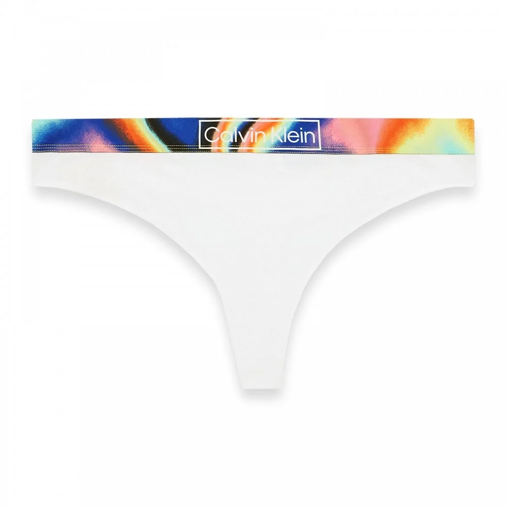 Plus Size Organic Cotton Pride Thong, White
