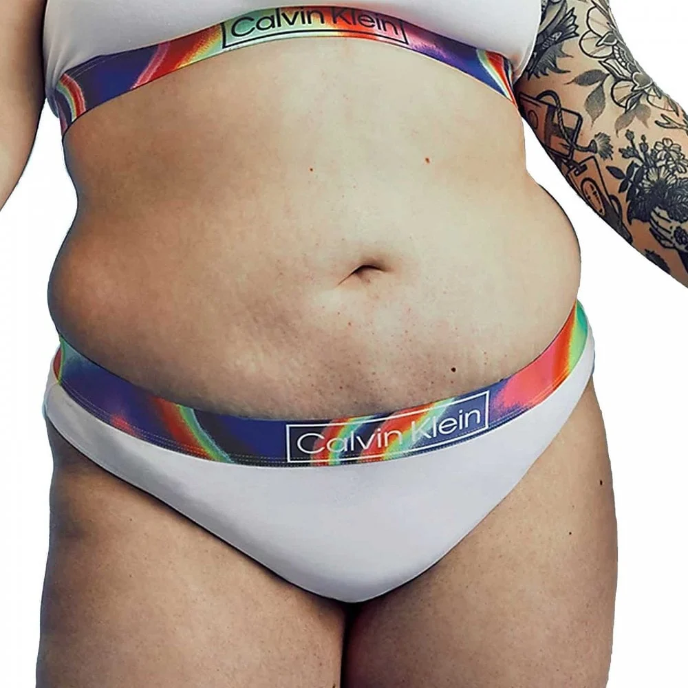 Plus Size Organic Cotton Pride Thong, White - Image 2