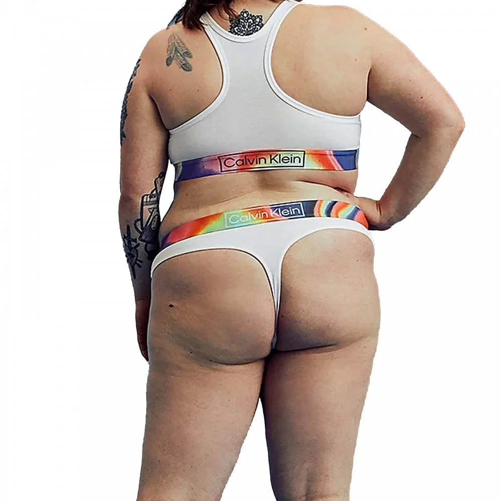 Plus Size Organic Cotton Pride Thong, White - Image 3