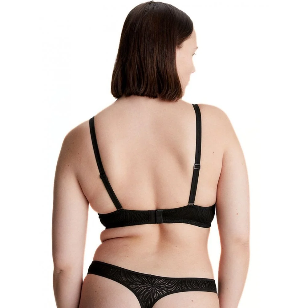 Sheer Marquisette Starburst Lace Demi Bra, Black - Image 3