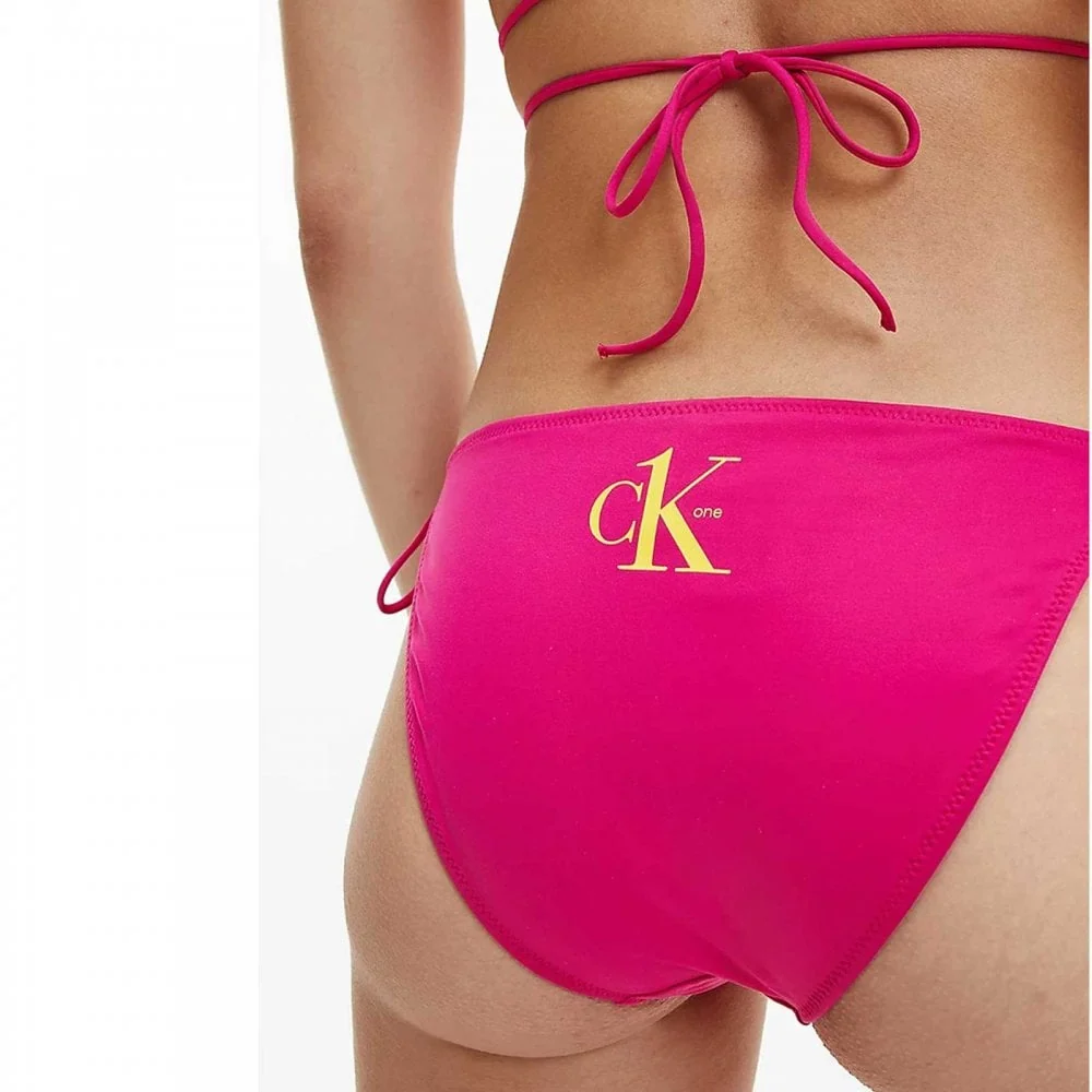 String Side Tie Bikini Bottom, CK One, Royal Pink - Image 2
