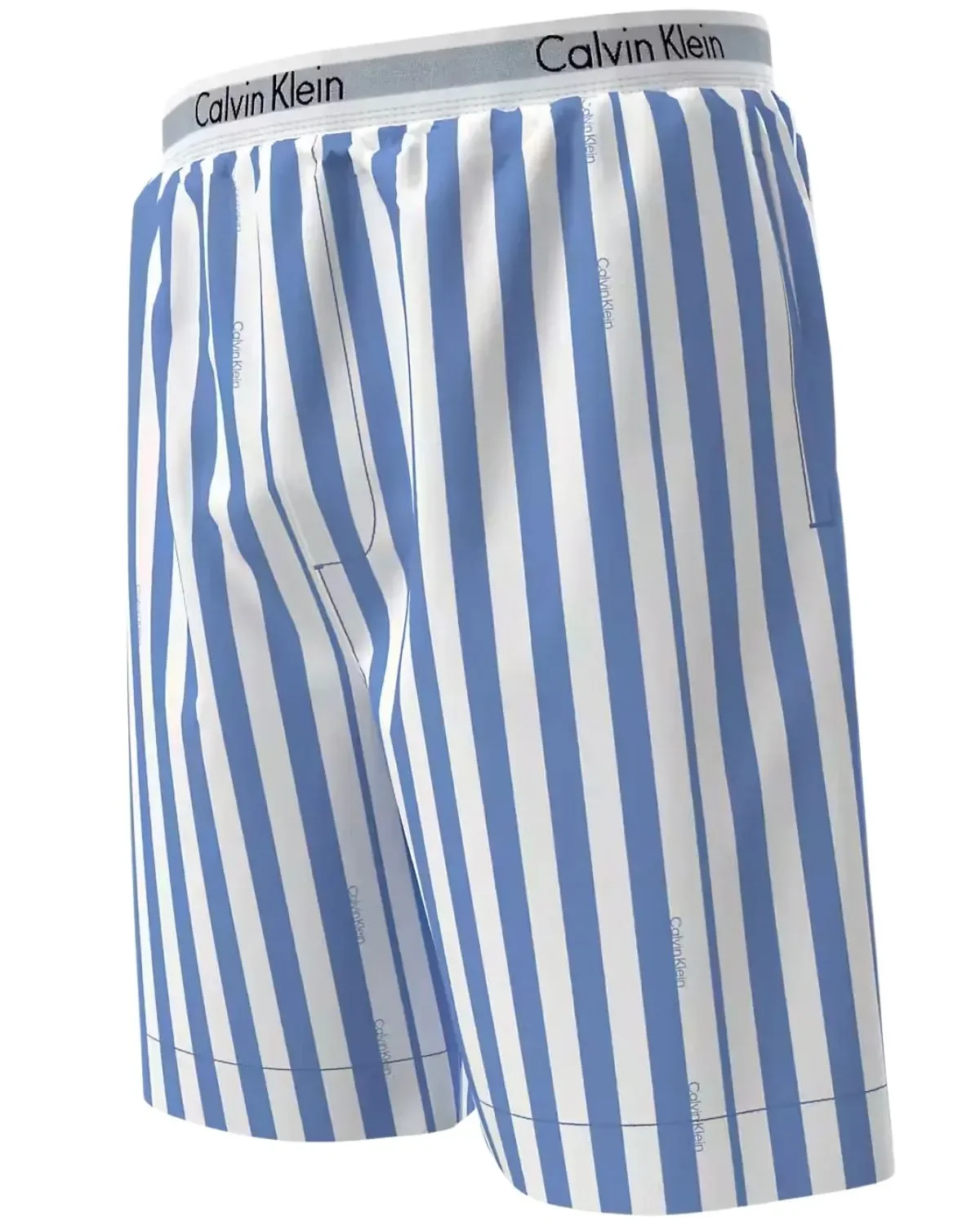 T-Shirt & Poplin Stripe Shorts Pyjama Set, White/blue - Image 4