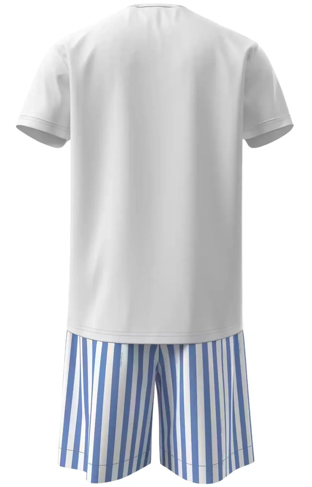 T-Shirt & Poplin Stripe Shorts Pyjama Set, White/blue - Image 5
