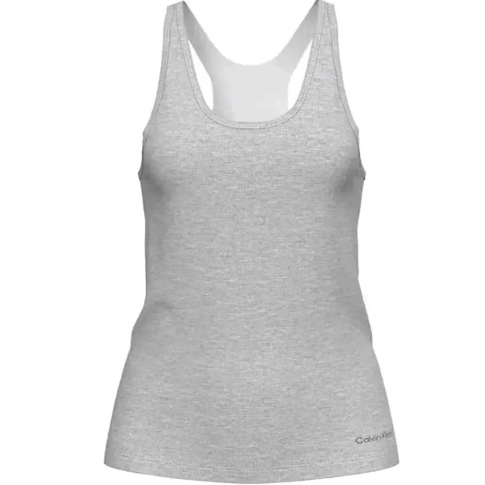 Tissue Waffle Tank & Shorts Pyjama Set, Grey Heather - Image 2
