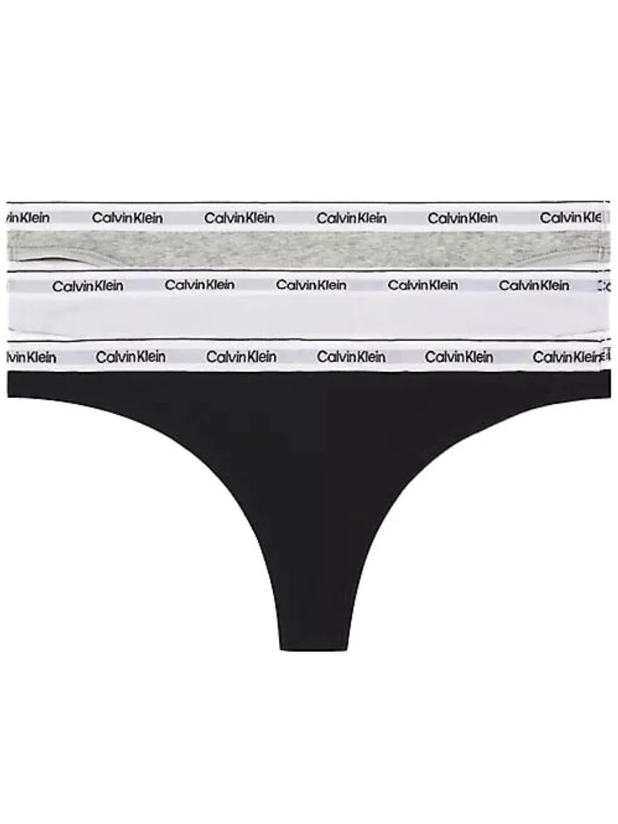 3-Pack Modern Logo Thongs, Black/White/Grey