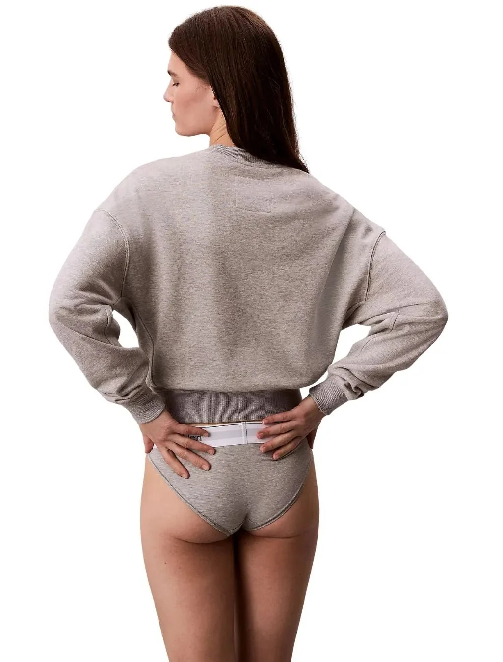 Women Cotton Terry Lounge Sweatshirt, Grey Heather - Image 3