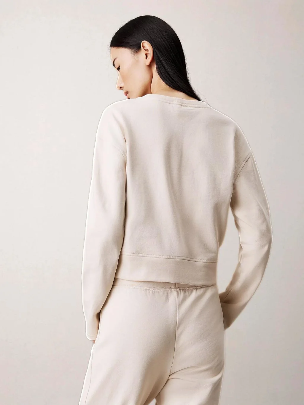 Women Cotton Terry Sweatshirt, Sandshell - Image 4