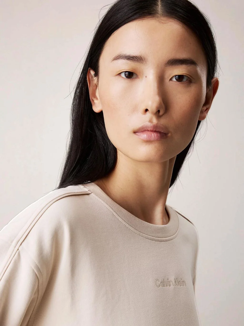 Women Cotton Terry Sweatshirt, Sandshell - Image 5