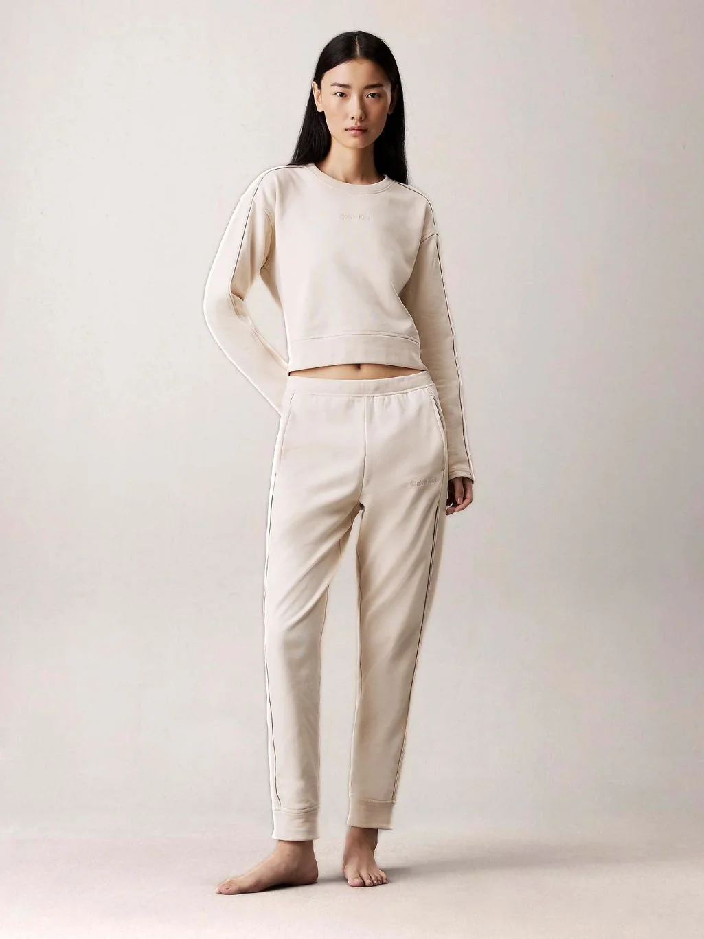 Women Cotton Terry Sweatshirt, Sandshell - Image 6