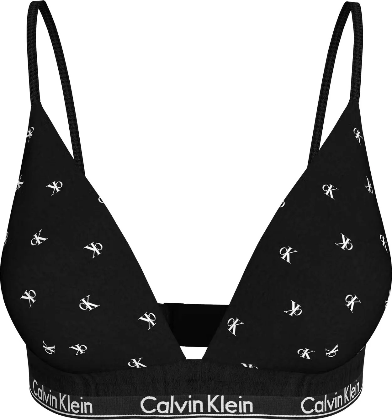 Women Diamond Logo Print Lightly Lined Triangle Bra, Black