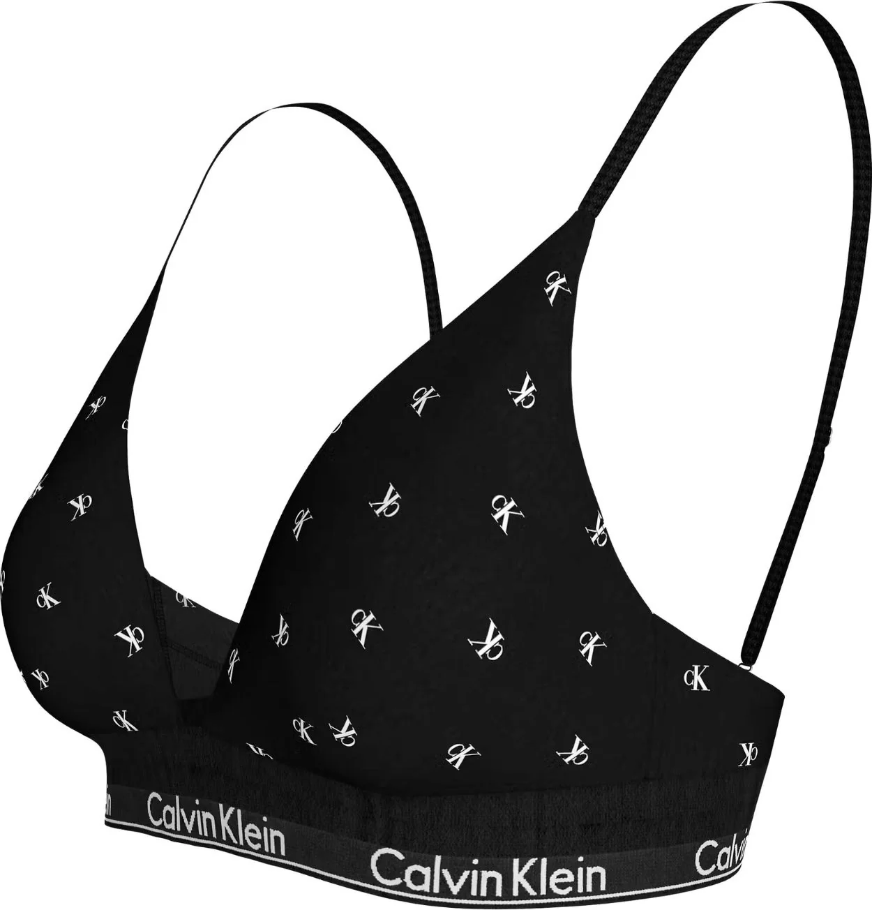 Women Diamond Logo Print Lightly Lined Triangle Bra, Black - Image 10