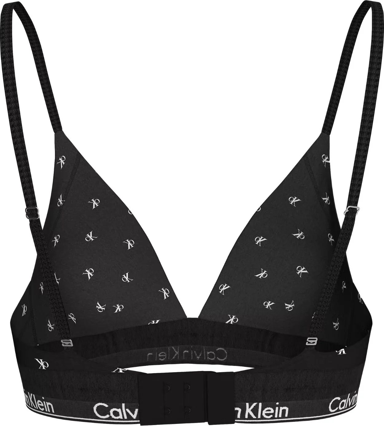 Women Diamond Logo Print Lightly Lined Triangle Bra, Black - Image 4