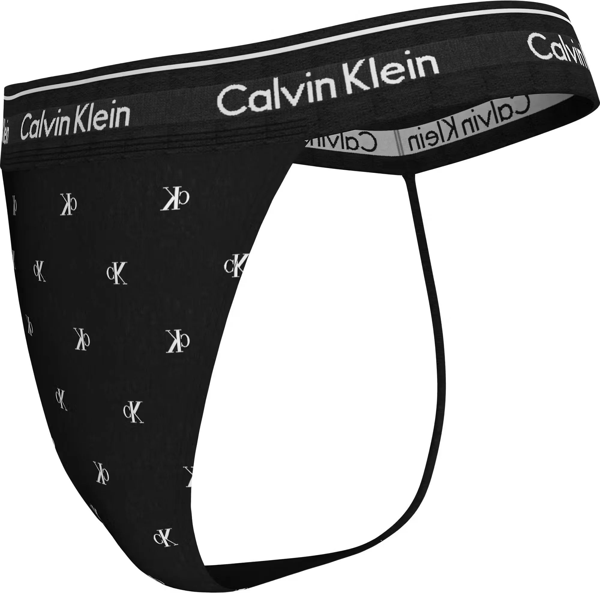 Women Diamond Logo Print String Thong, Black - Image 4