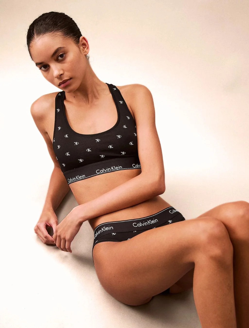 Women Diamond Logo Print Unlined Bralette, Black - Image 12