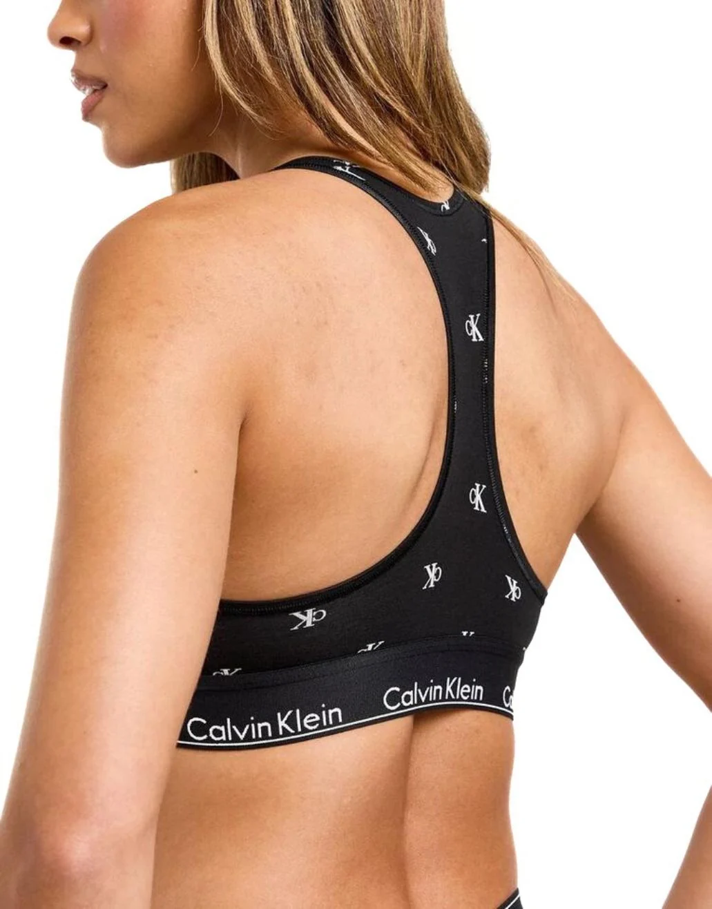 Women Diamond Logo Print Unlined Bralette, Black - Image 3