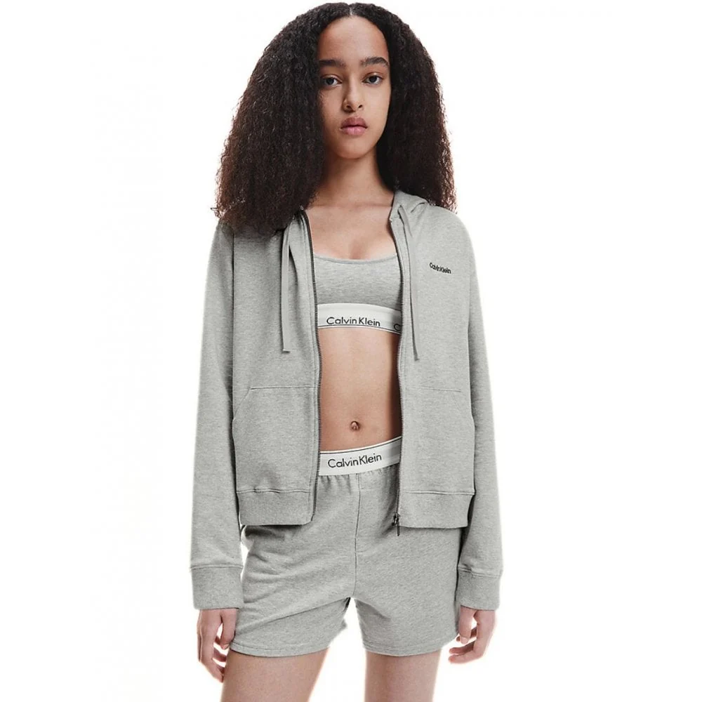 Women Modern Cotton Zip-Thru Track Jacket, Grey Heather - Image 2