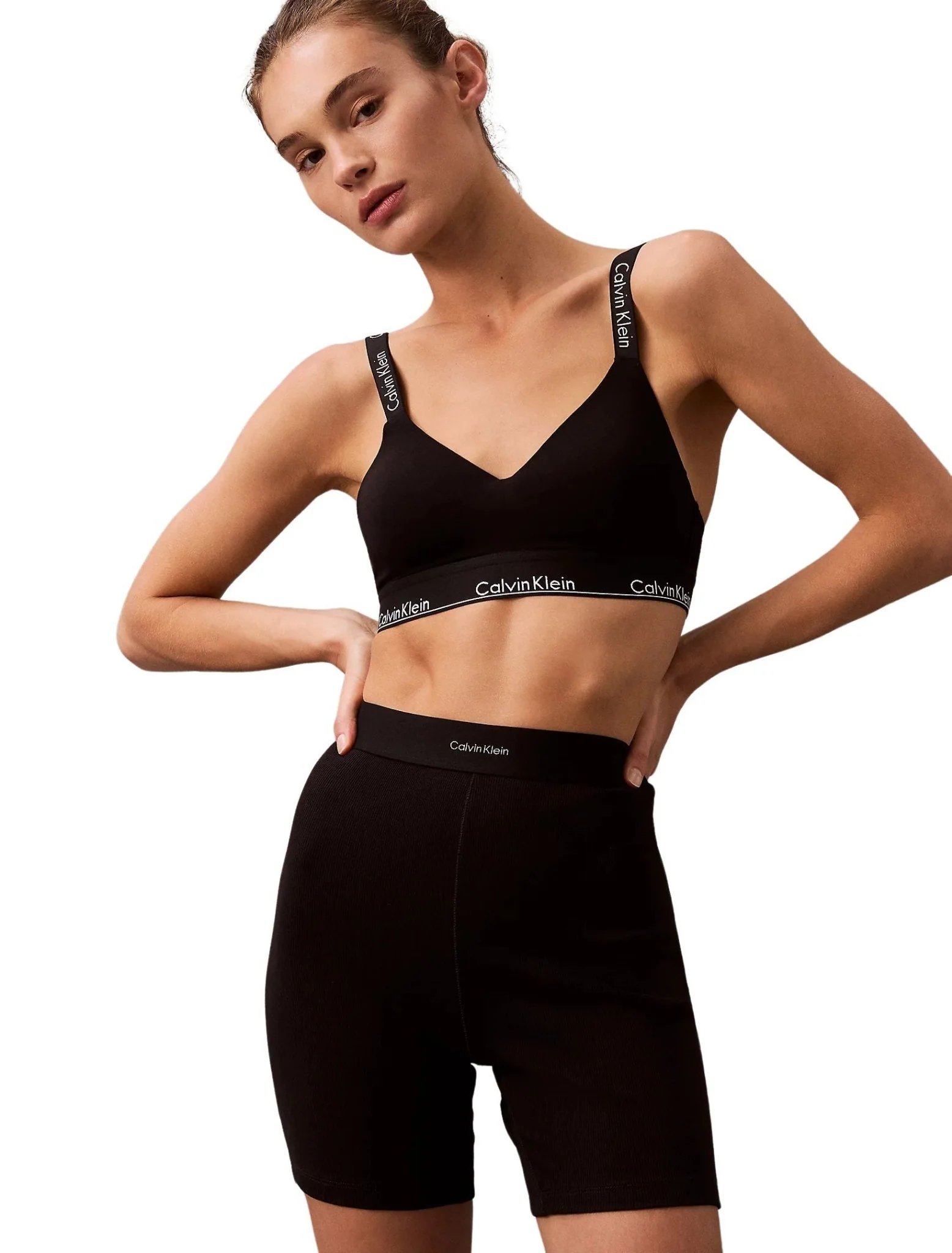 Women Modern Rib Cycling Shorts, Black