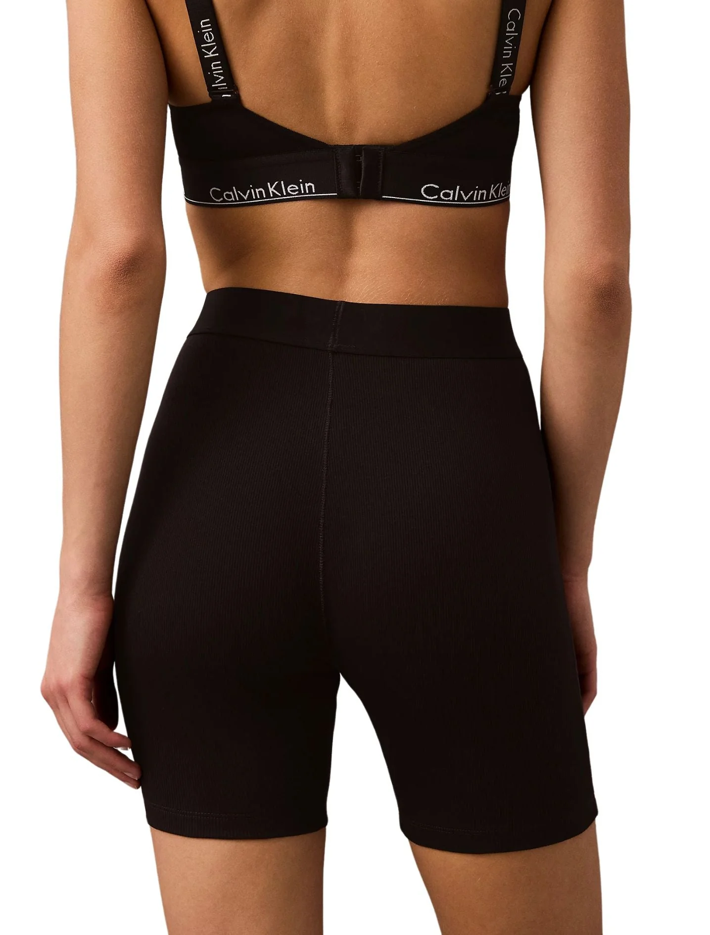 Women Modern Rib Cycling Shorts, Black - Image 4