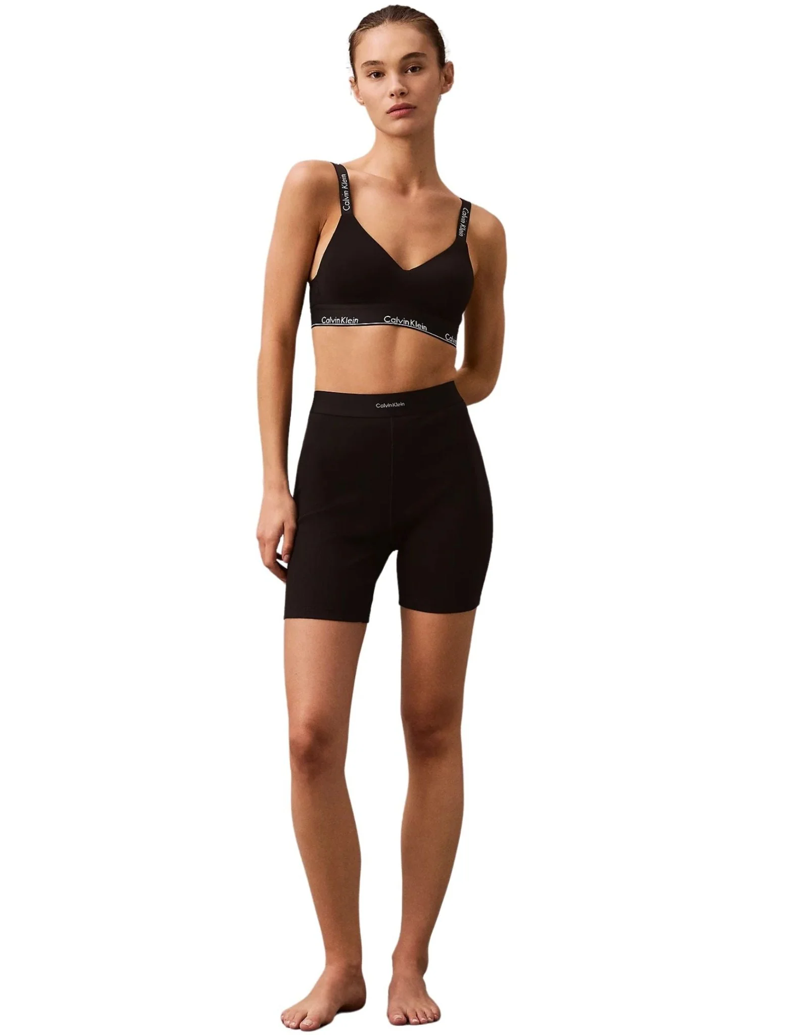 Women Modern Rib Cycling Shorts, Black - Image 7
