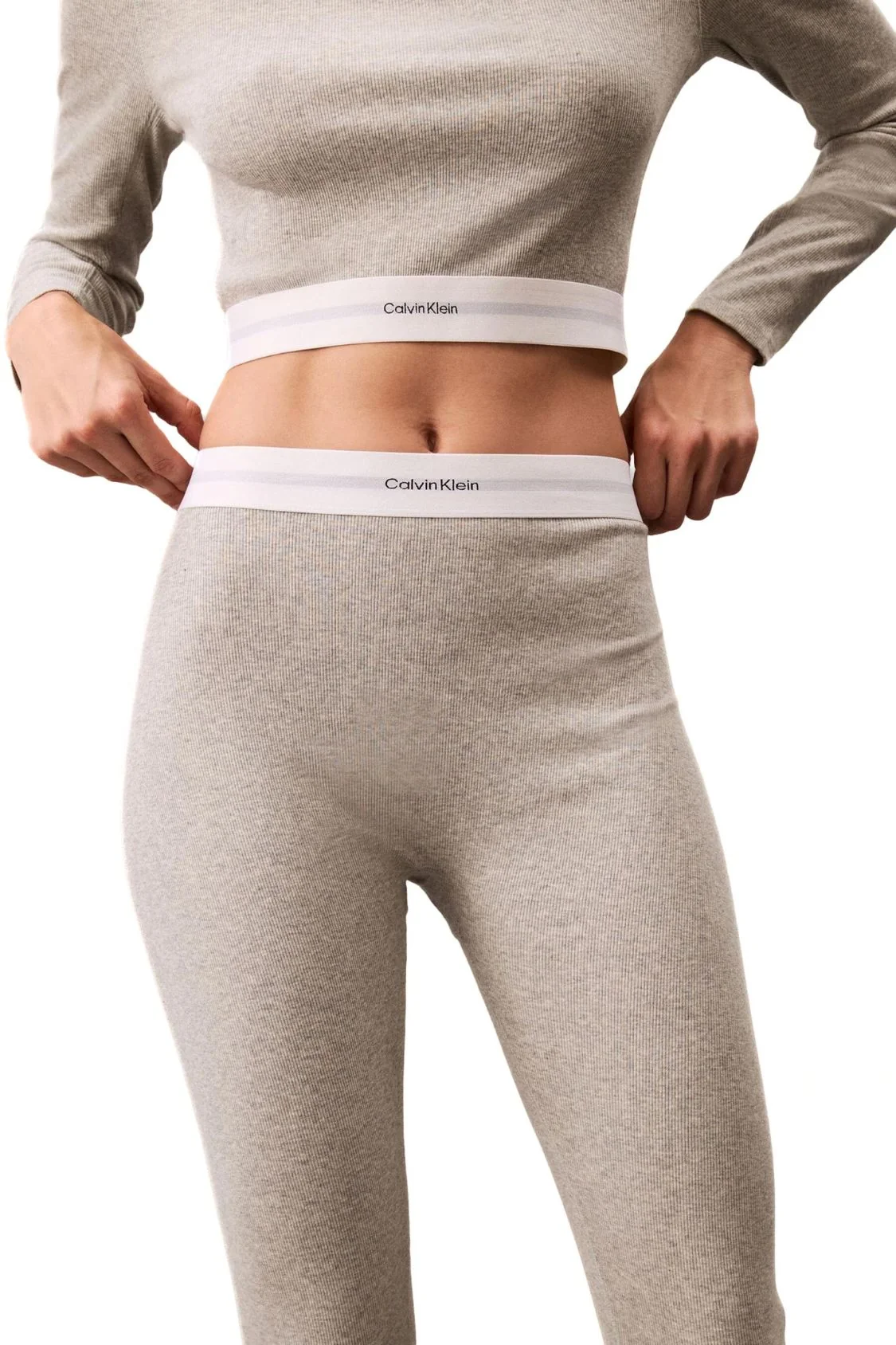 Women Modern Rib Leggings, Grey Heather - Image 2