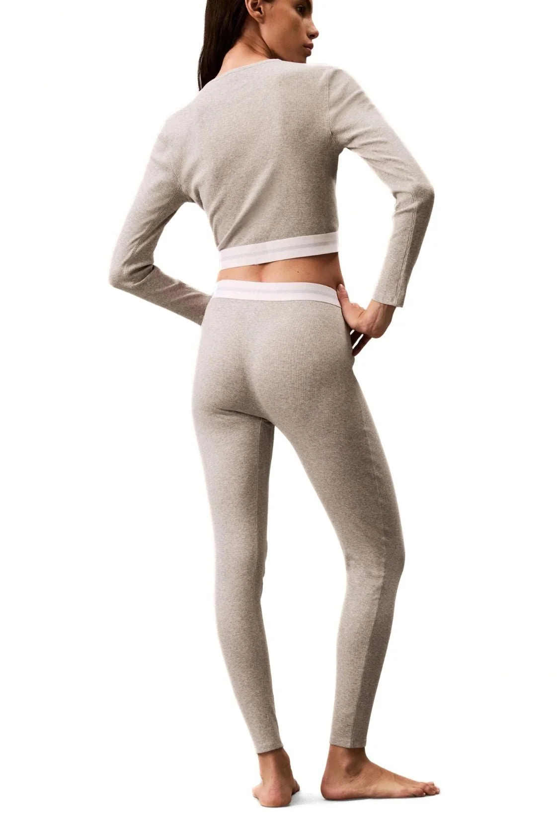 Women Modern Rib Leggings, Grey Heather - Image 3