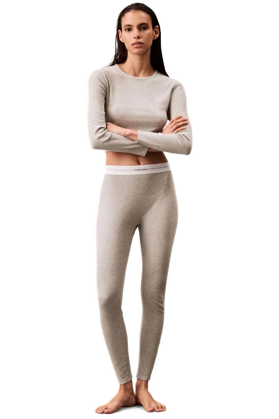 Women Modern Rib Leggings, Grey Heather - Image 4