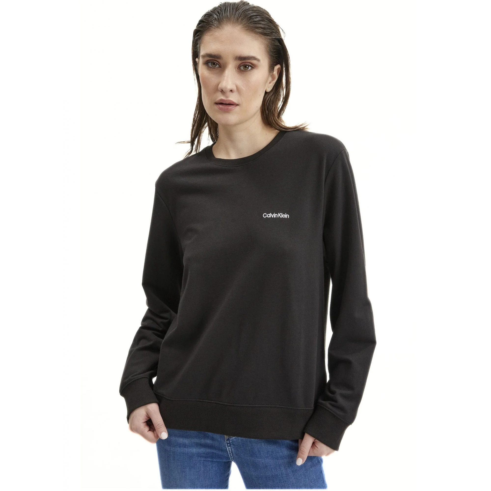 Women's Modern Cotton Lounge Sweatshirt, Black - Image 2