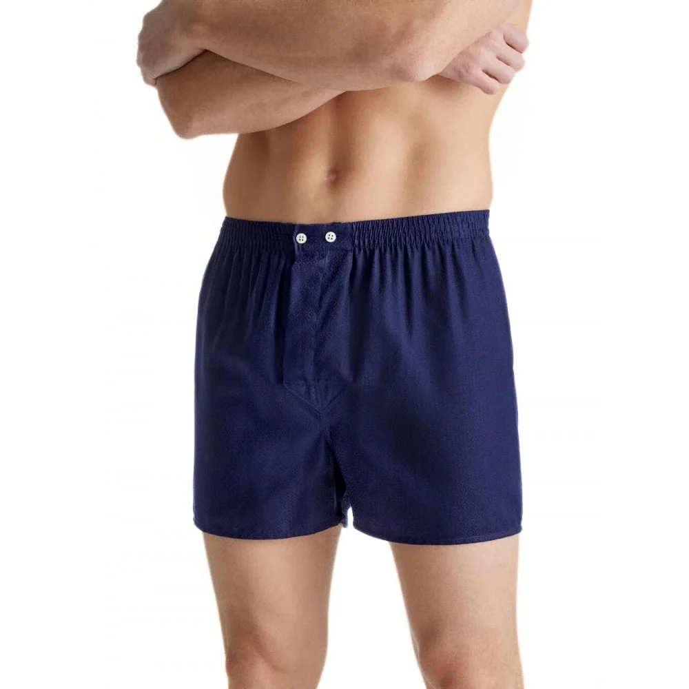 Lombard Jacquard Classic-Fit Cotton Boxer Shorts, Navy - Image 2