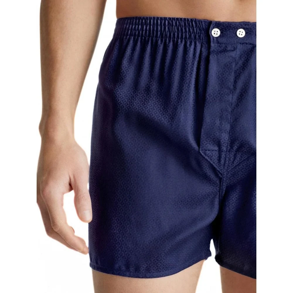 Lombard Jacquard Classic-Fit Cotton Boxer Shorts, Navy - Image 4