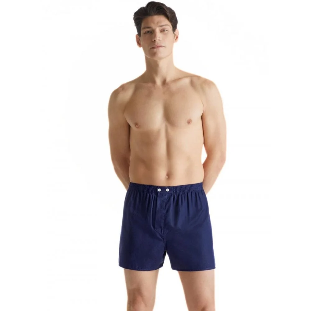 Lombard Jacquard Classic-Fit Cotton Boxer Shorts, Navy - Image 5
