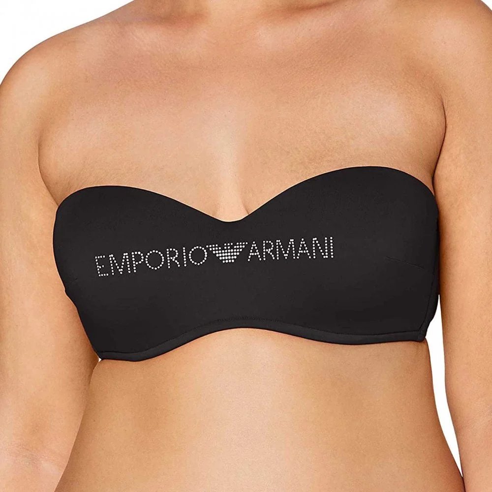 Logo Padded Bikini Top, Black - Image 4