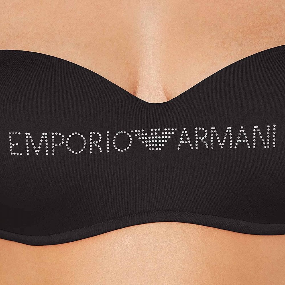Logo Padded Bikini Top, Black - Image 5