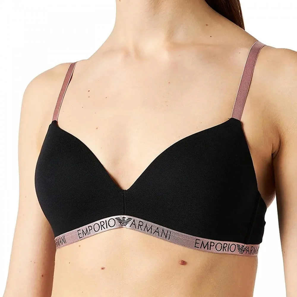Basic Cotton Padded Triangle Bra, Black