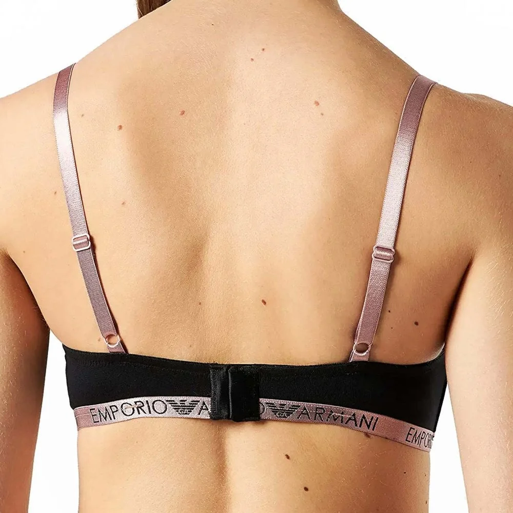 Basic Cotton Padded Triangle Bra, Black - Image 2