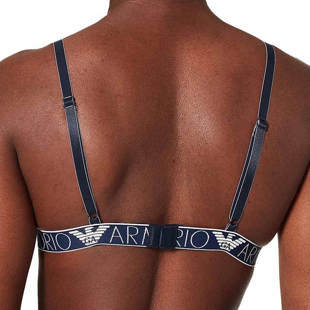 Logoband Lace Padded Triangle Bra, Marine - Image 3