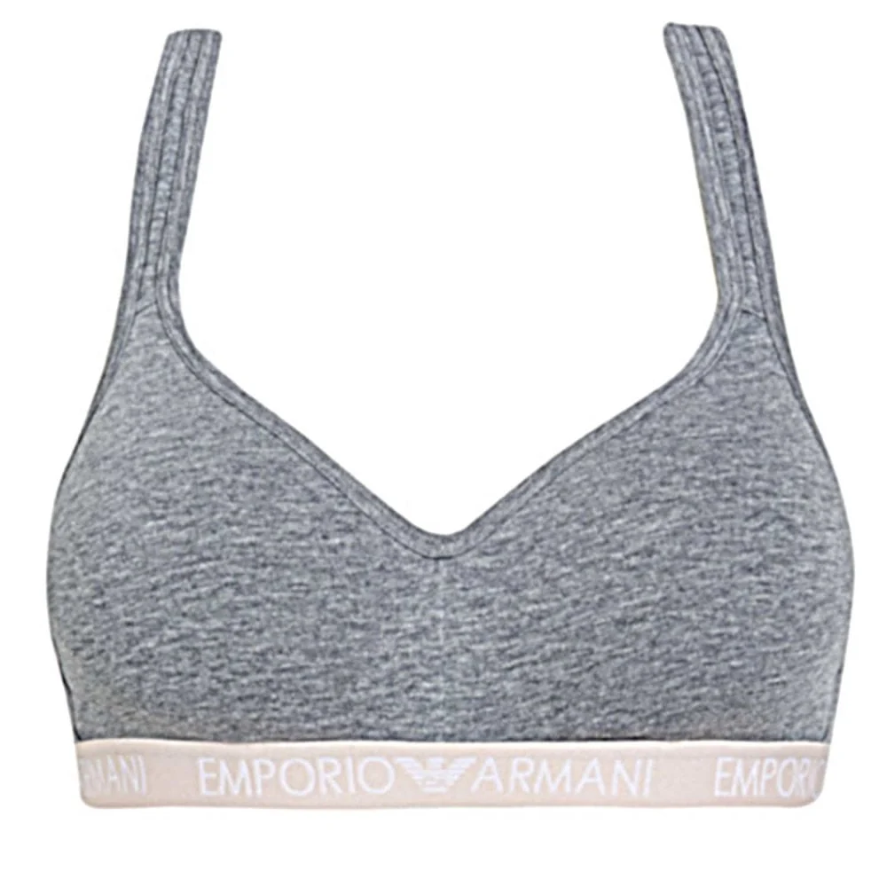 Padded Stretch Cotton Bralette, Dark Grey Melange