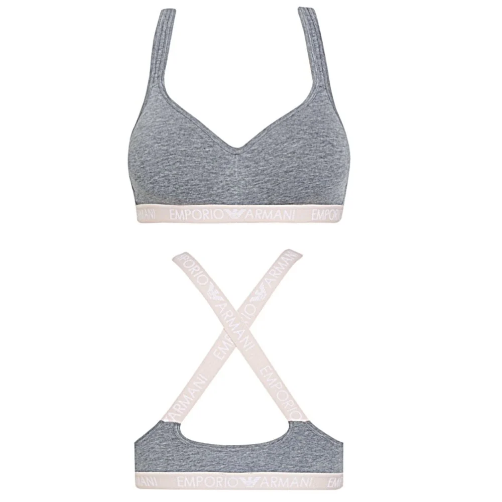 Padded Stretch Cotton Bralette, Dark Grey Melange - Image 3