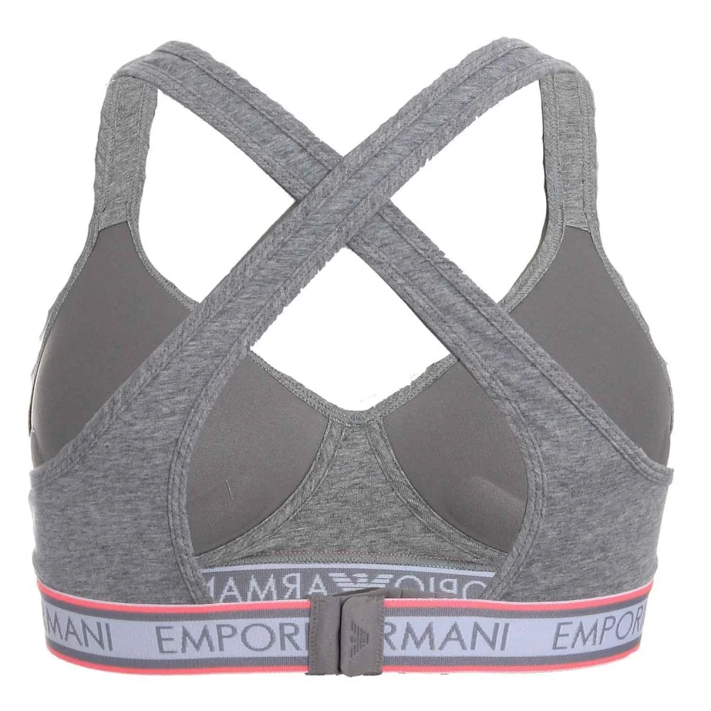 Padded Stretch Cotton Bralette, Grey / Pink Trim - Image 2