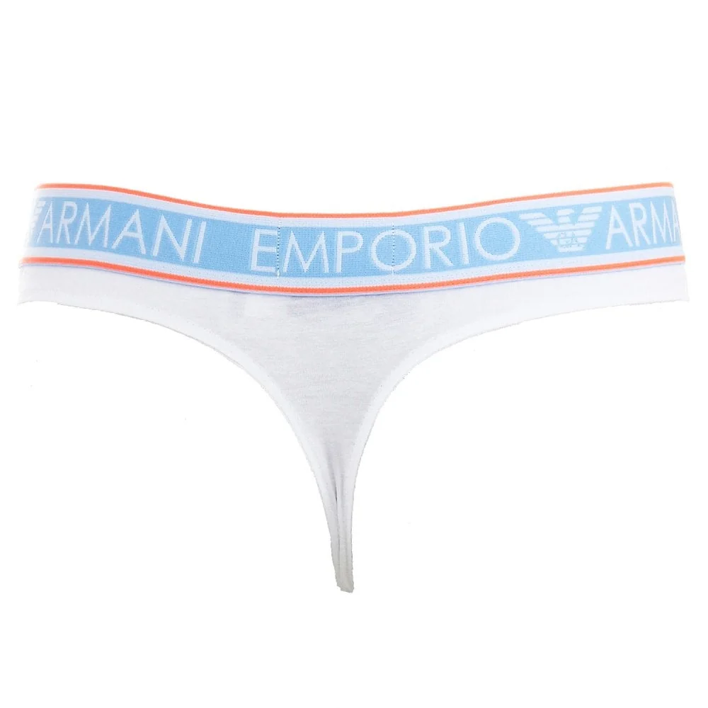 Visibility Pop Lines Stretch Cotton Thong, White / Orange Trim - Image 2