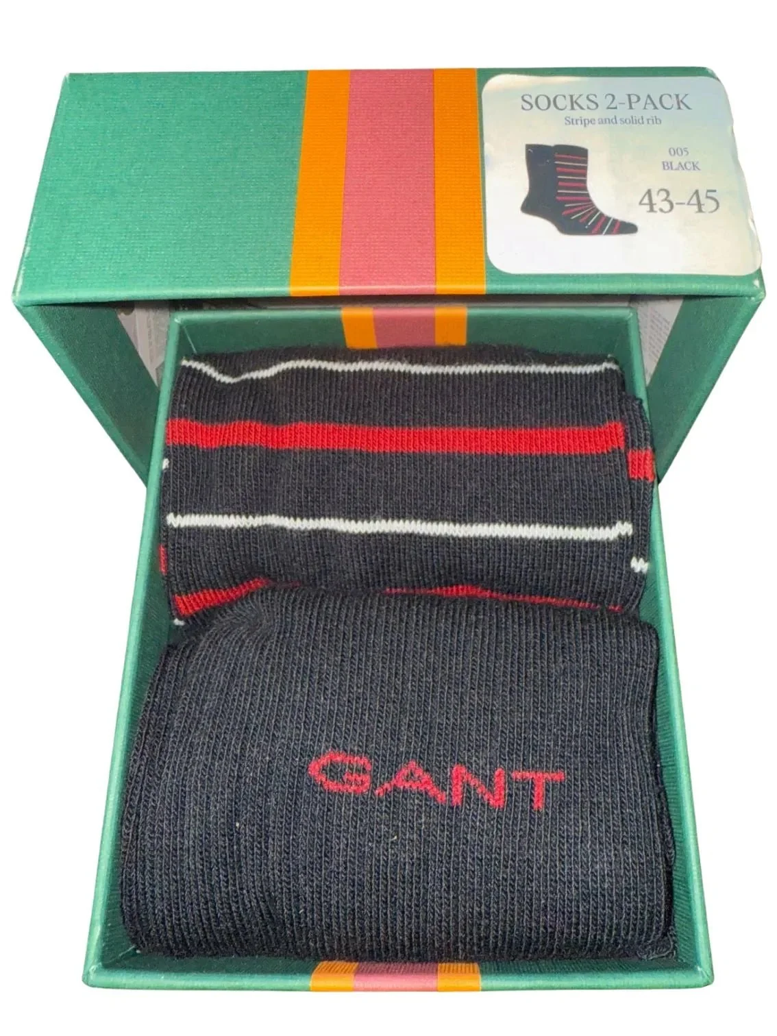 2-Pack Multi-Stripe Socks Gift Set, Black