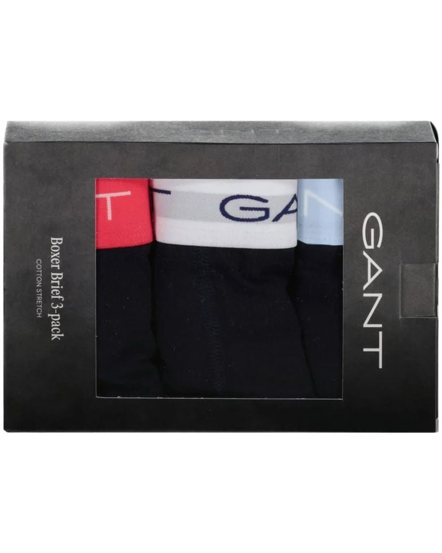 3-Pack Classic Logo Boxer Briefs, Black w/ coral/white/blue - Image 2
